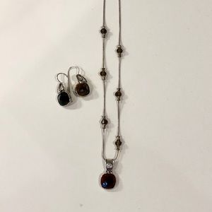 Silpada designs smoky quartz necklace and earrings
